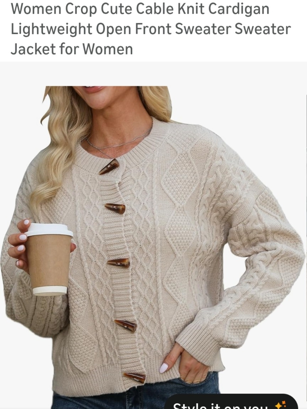 Cable Knit Crop Cardigan Sweater - Cream